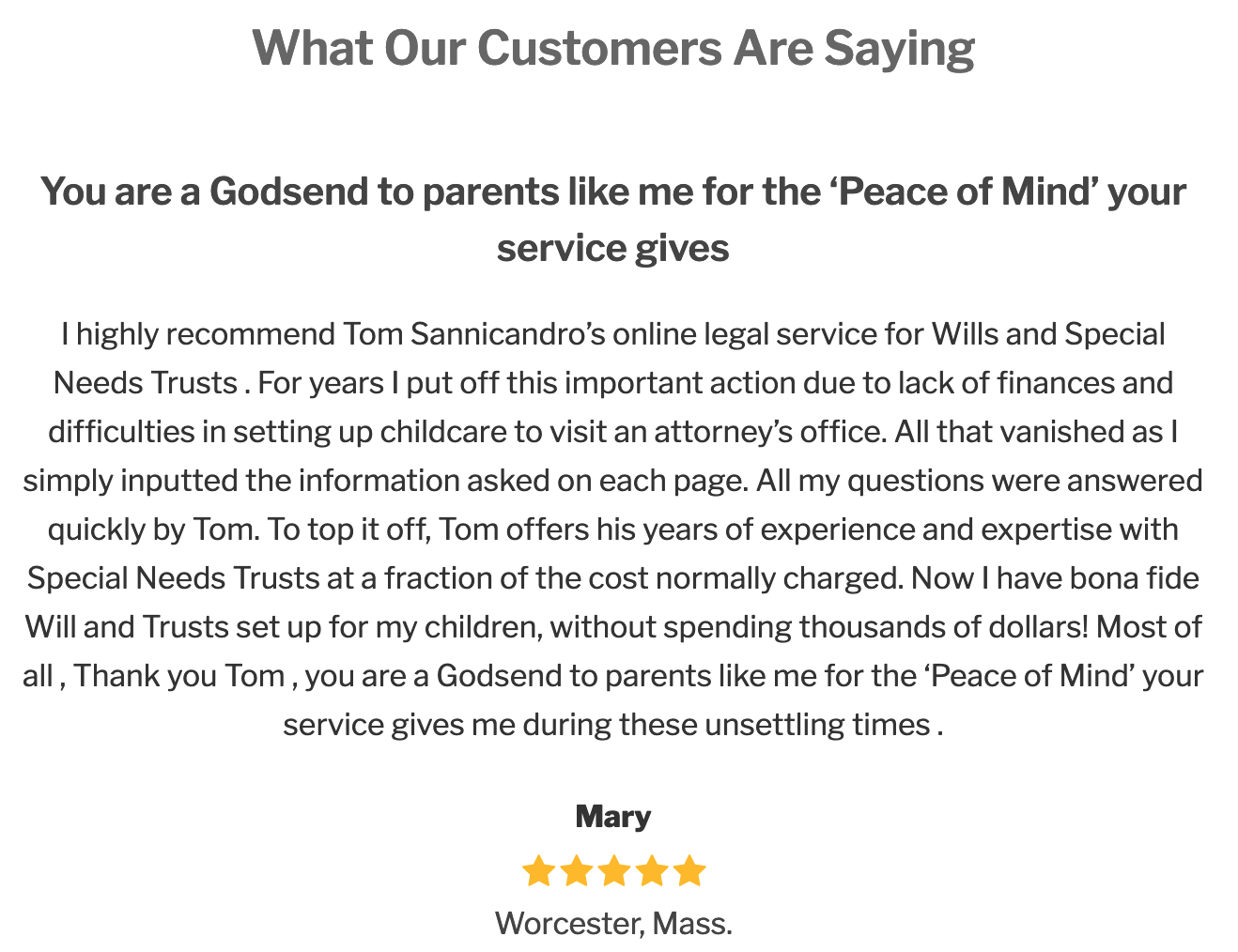 Testimonials Special Needs Trusts Online